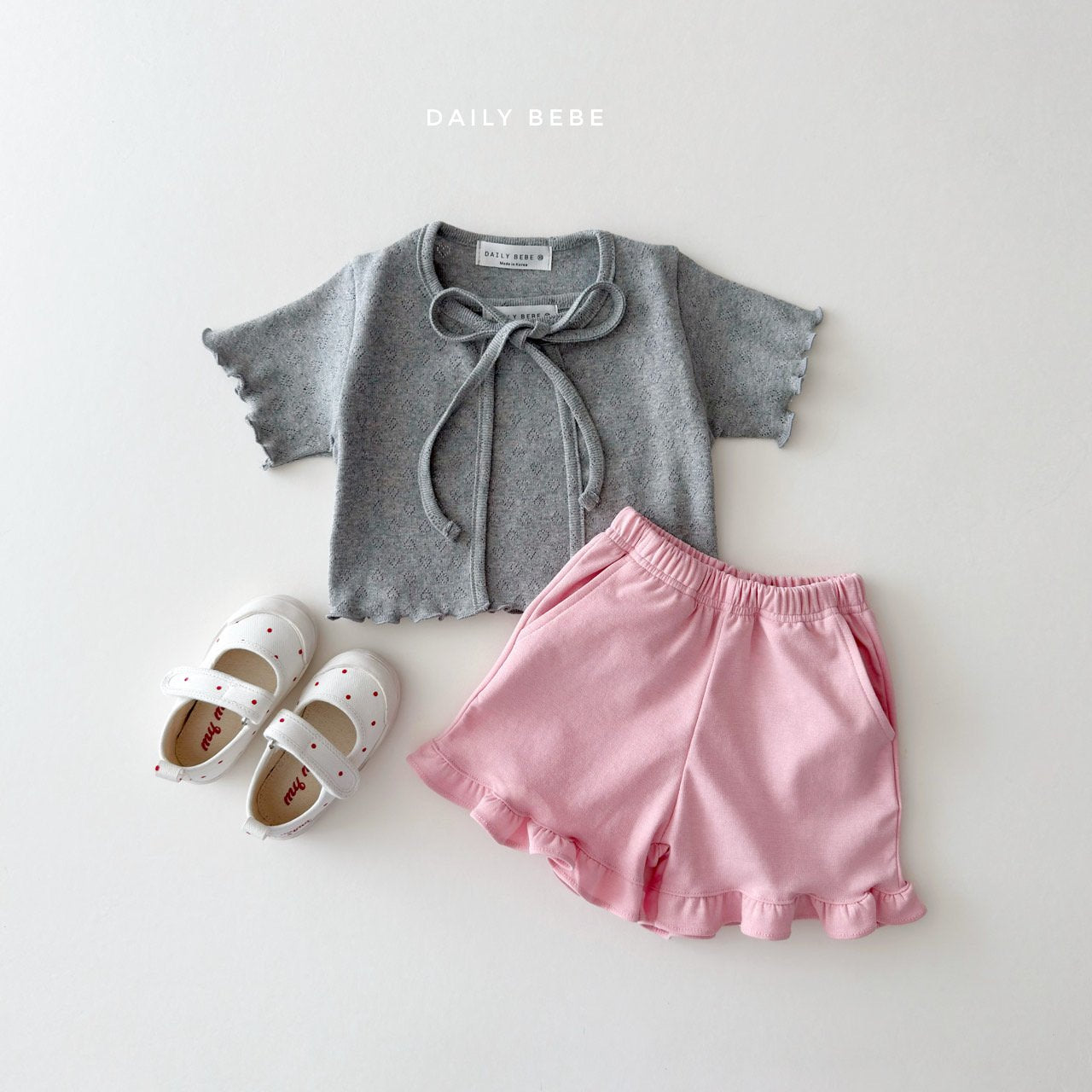 Eyelet Cardigan Set