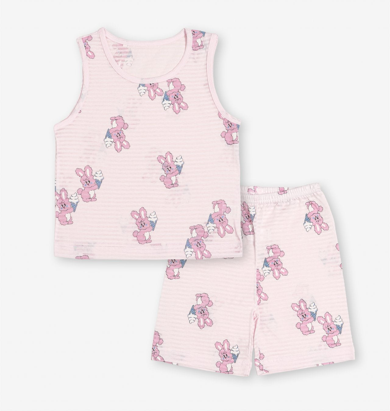 Sleeveless Jacquard Set (Pink Rabbit)