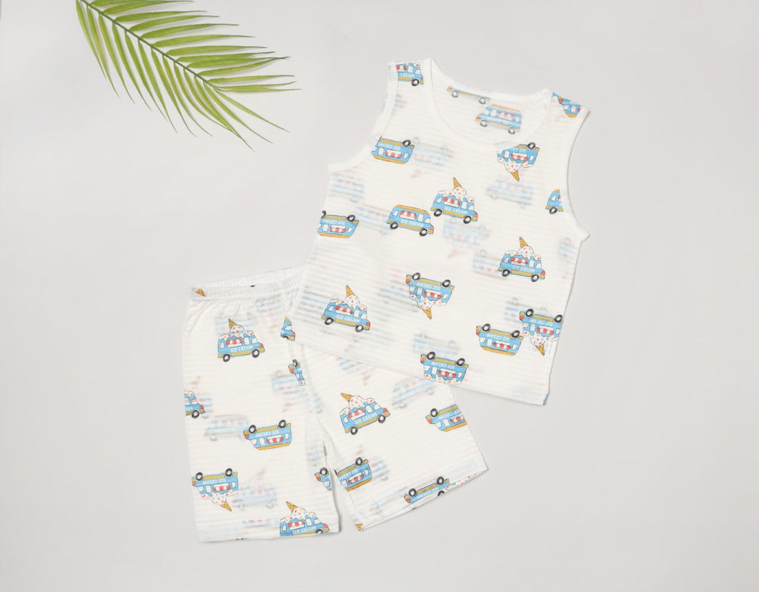 Sleeveless Jacquard Set (Ice Car)