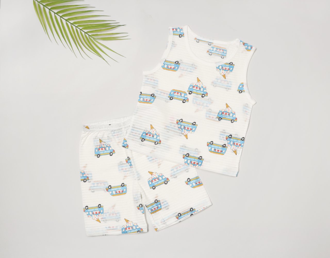 Sleeveless Jacquard Set (Ice Car)