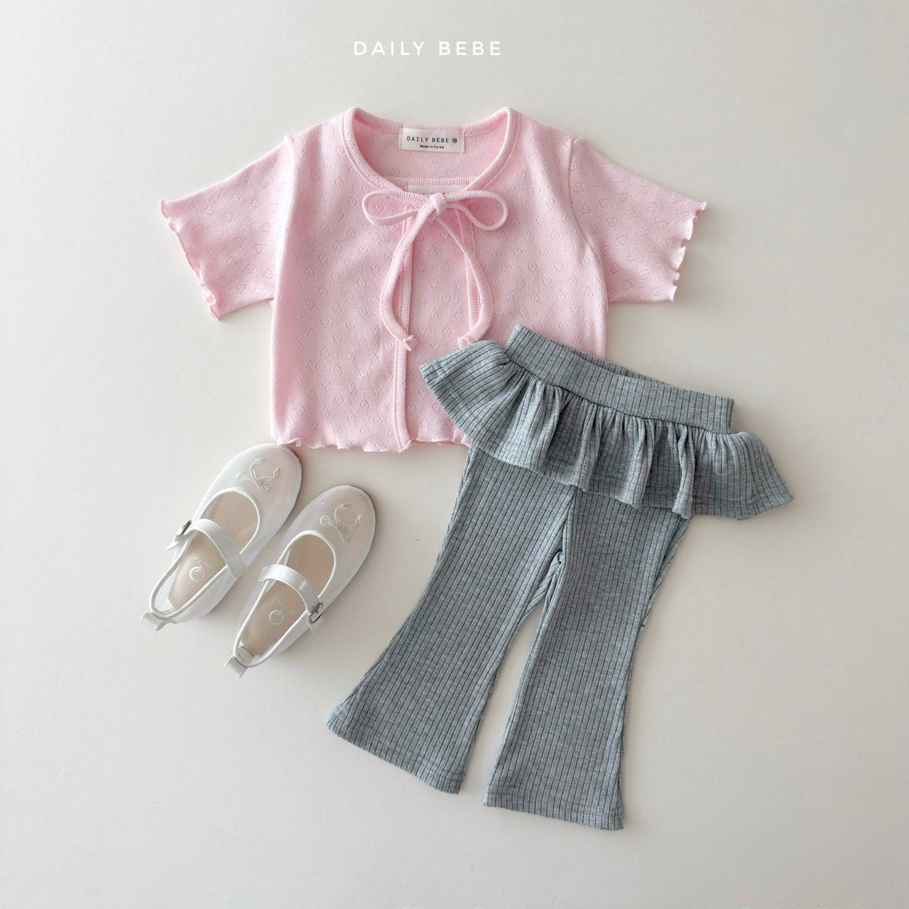 Eyelet Cardigan Set