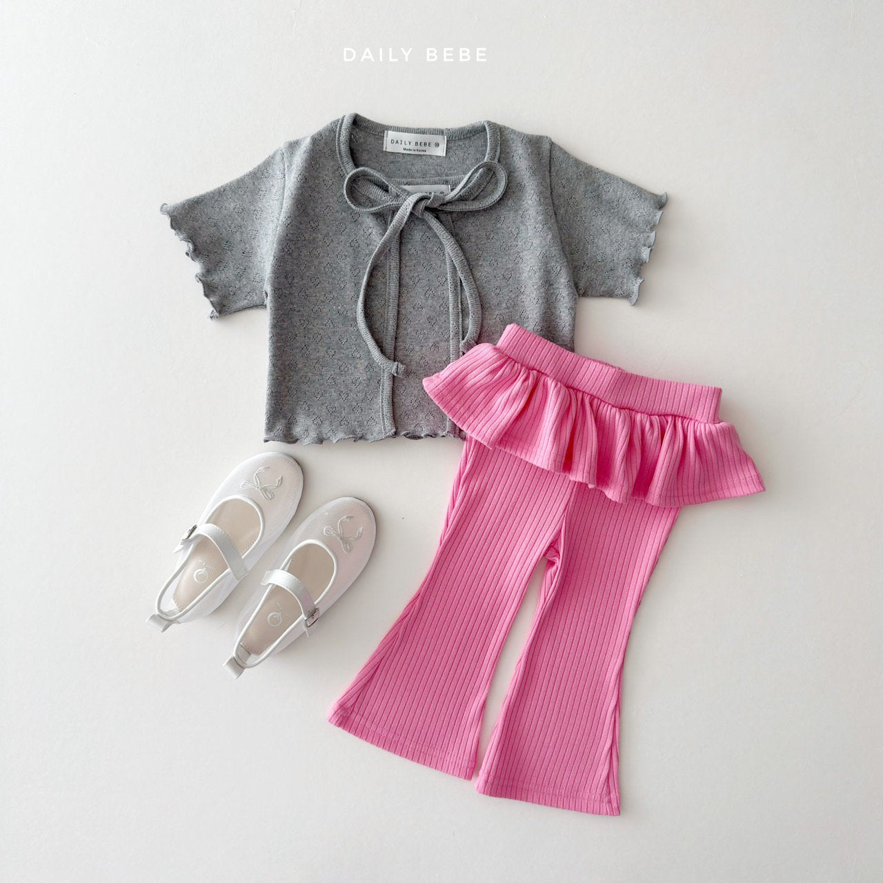 Eyelet Cardigan Set