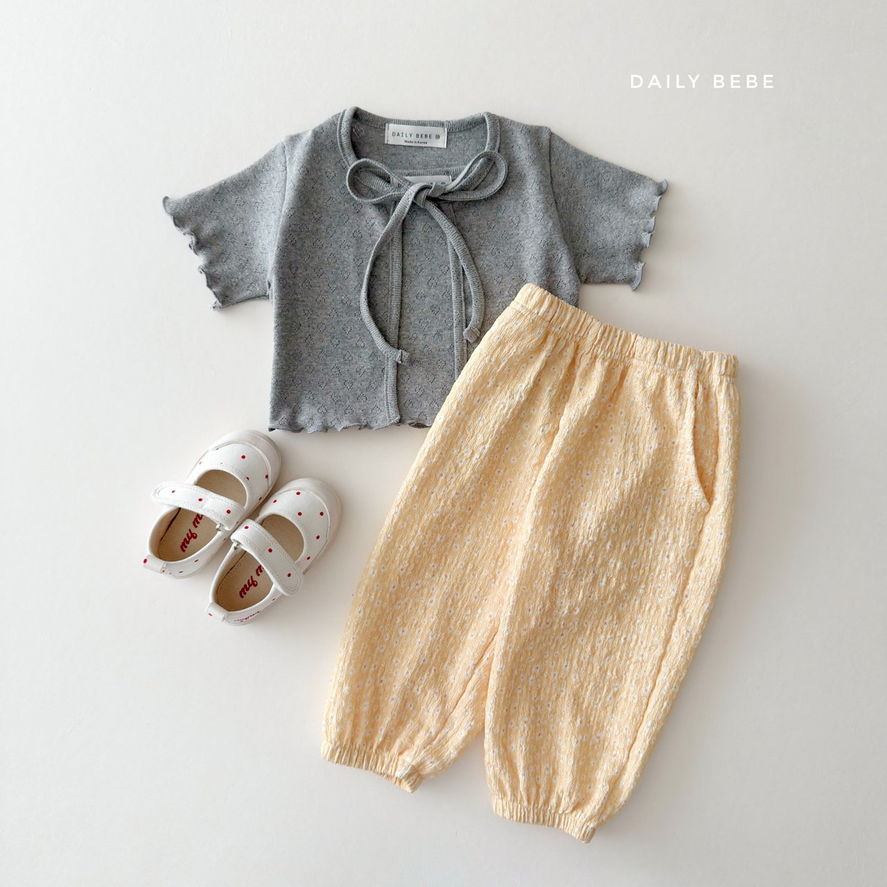 Eyelet Cardigan Set
