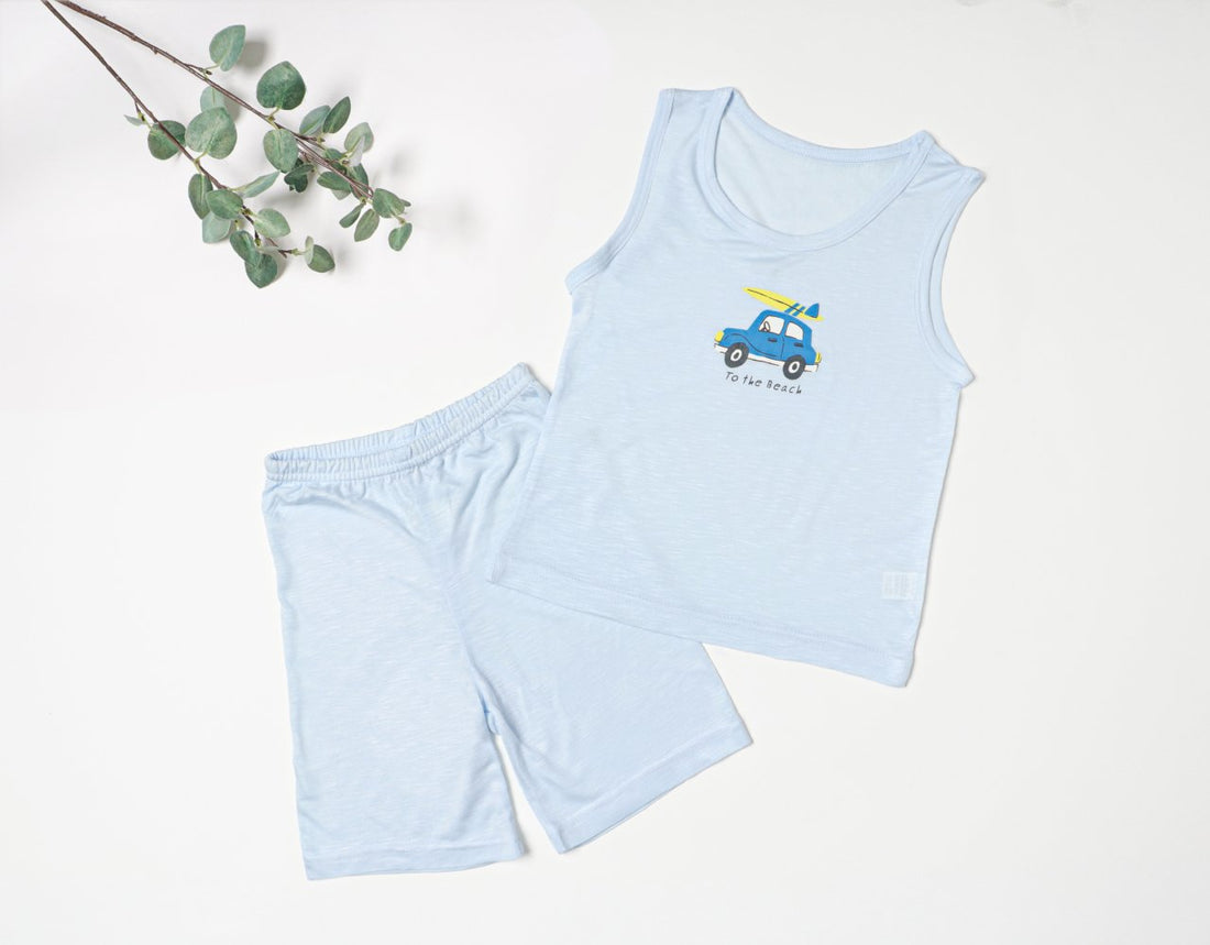 Sleeveless Modal Slub Set (Modal Blue)