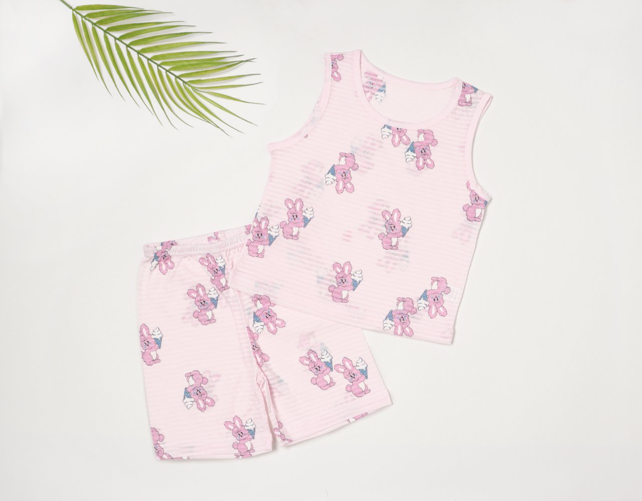 Sleeveless Jacquard Set (Pink Rabbit)