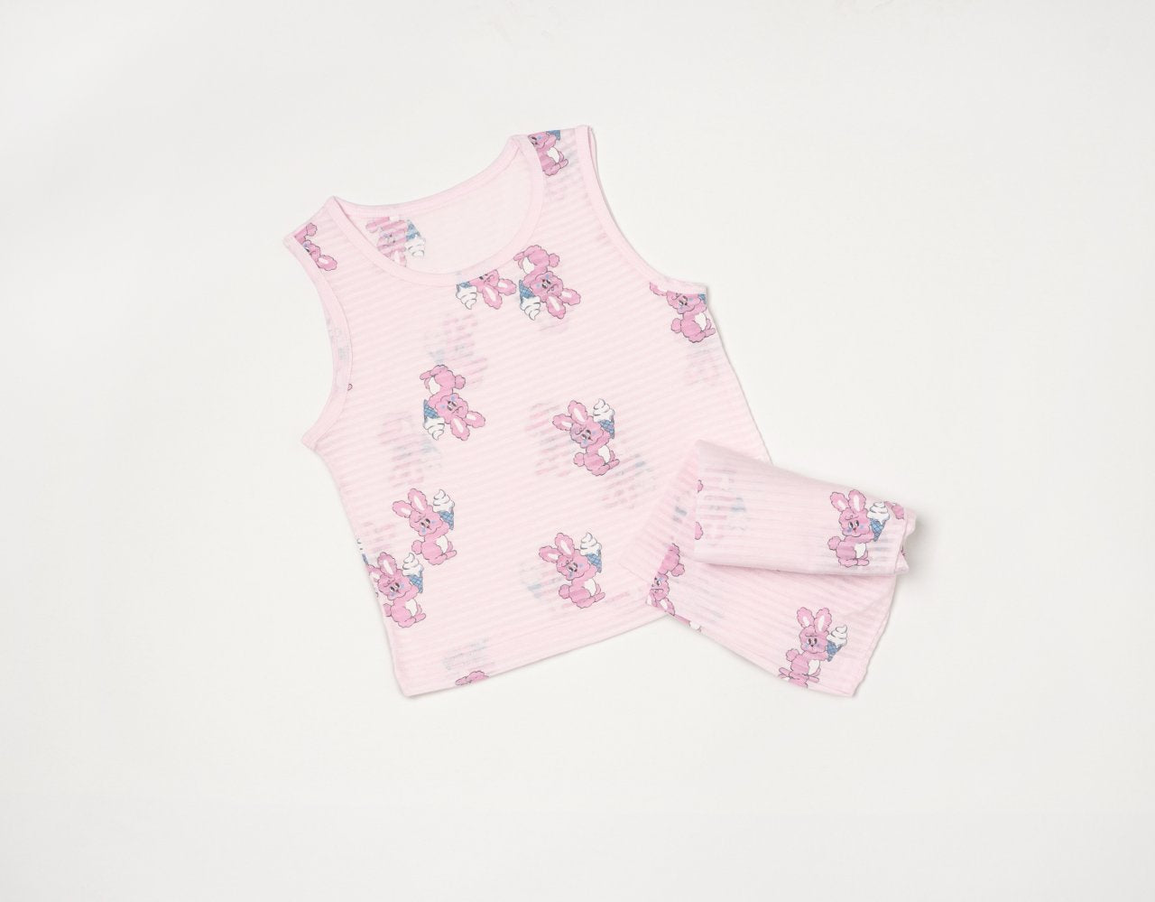 Sleeveless Jacquard Set (Pink Rabbit)