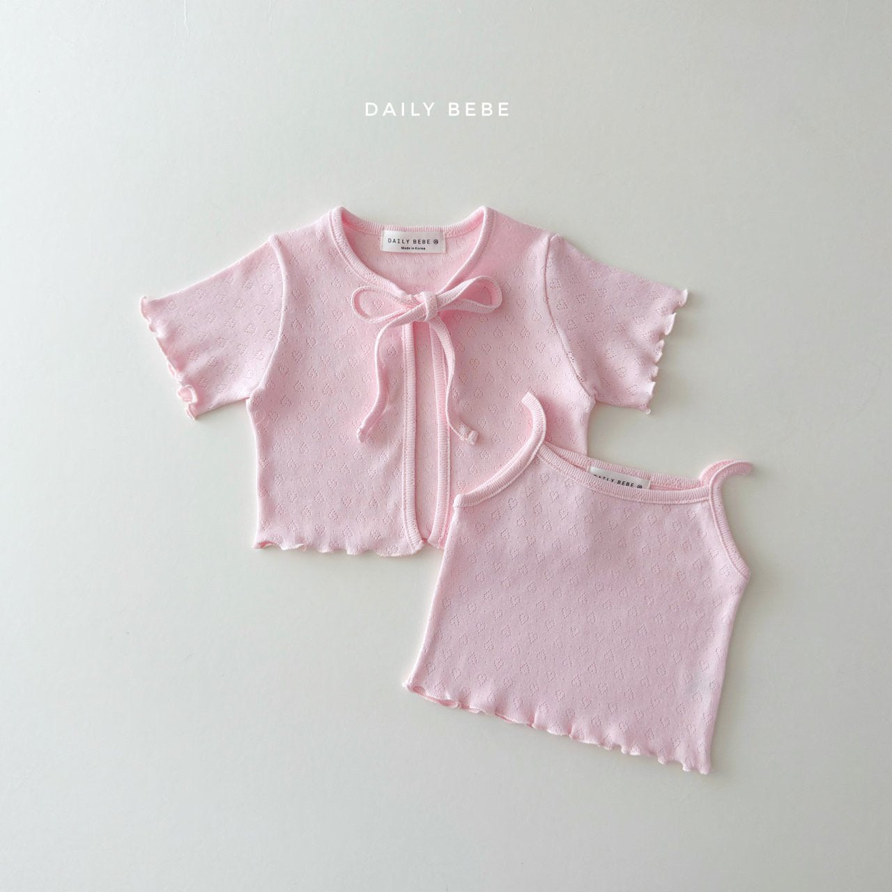 Eyelet Cardigan Set