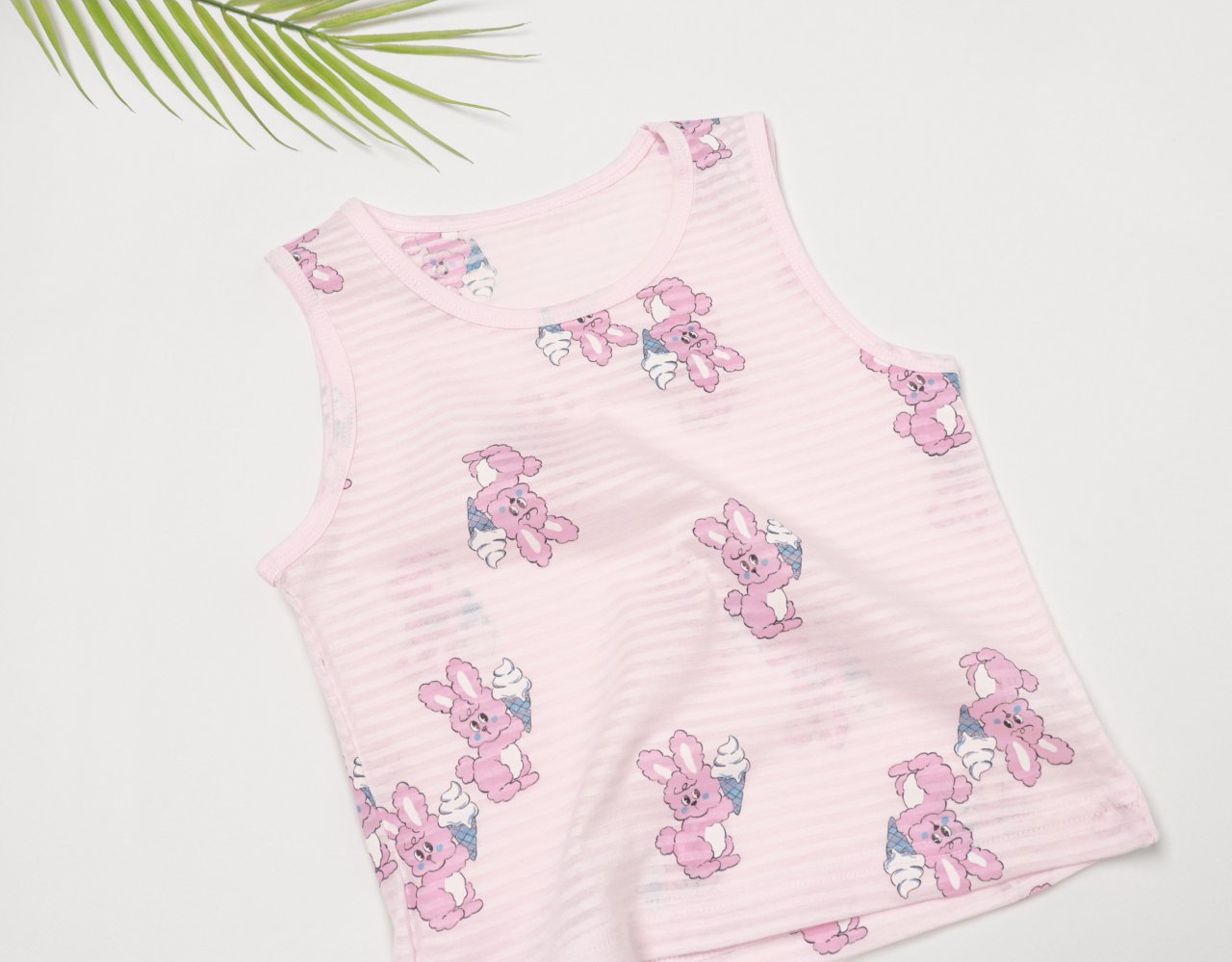 Sleeveless Jacquard Set (Pink Rabbit)