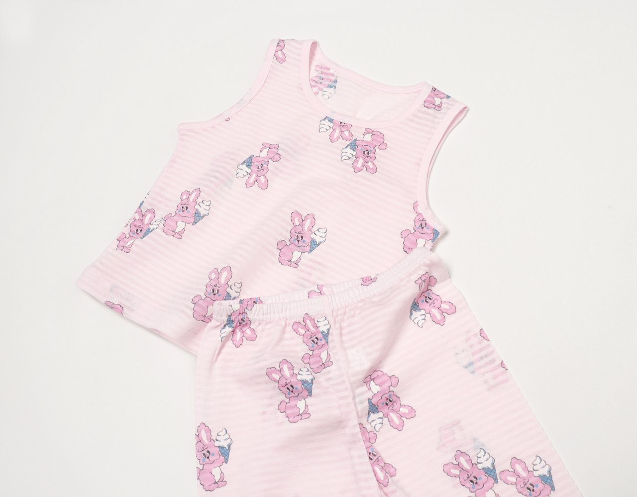 Sleeveless Jacquard Set (Pink Rabbit)