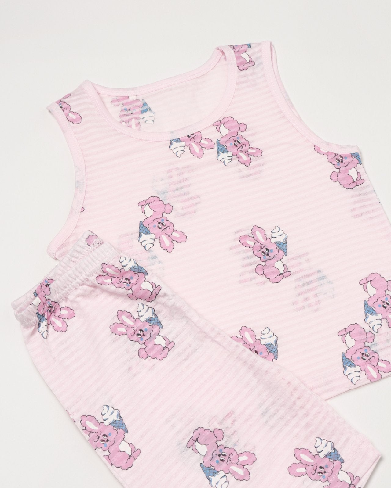Sleeveless Jacquard Set (Pink Rabbit)